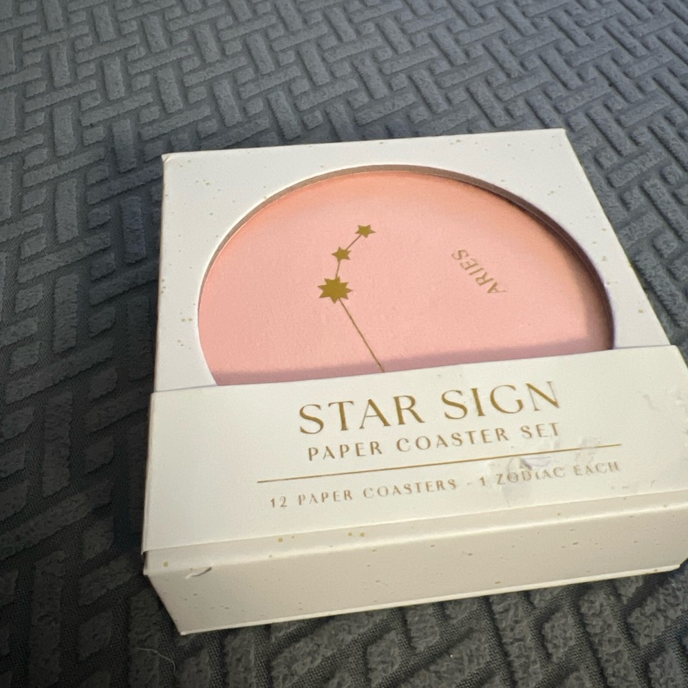 Zodiac Sign Paper Coaster Set - 12 Pieces